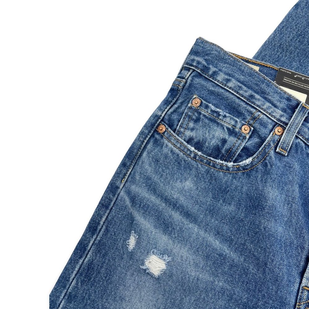 NWT Levi's 501 High Rise Straight Leg Jeans Dark Wash Quality Denim - Picture 5 of 6